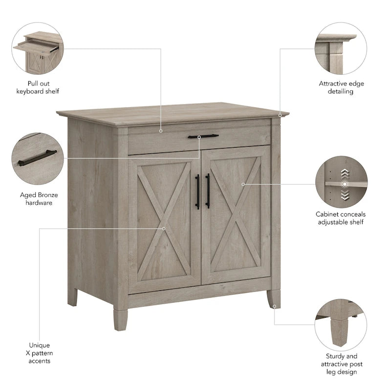 Key West Secretary Desk with Storage Cabinet by