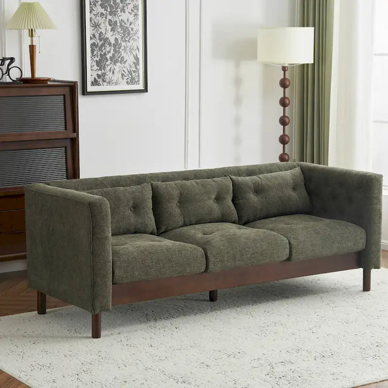 - Modern Upholstered 3-Seater Tufted Sofa Couch for Living Room