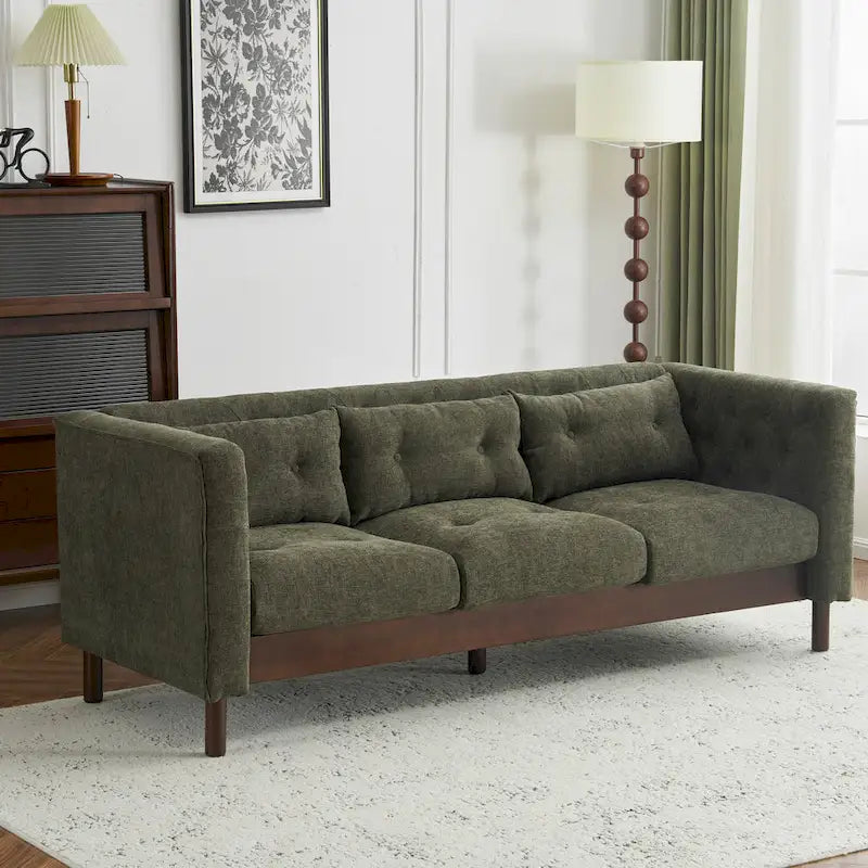 - Modern Upholstered 3-Seater Tufted Sofa Couch for Living Room