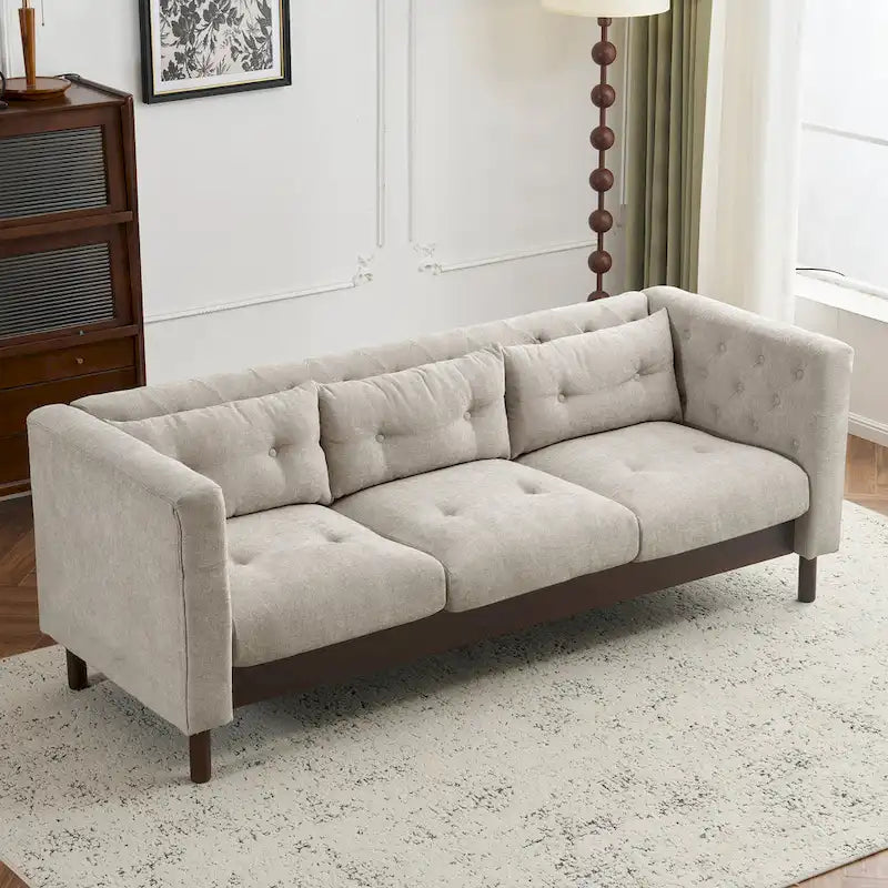 - Modern Upholstered 3-Seater Tufted Sofa Couch for Living Room