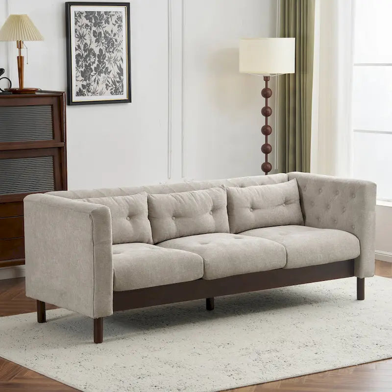 - Modern Upholstered 3-Seater Tufted Sofa Couch for Living Room