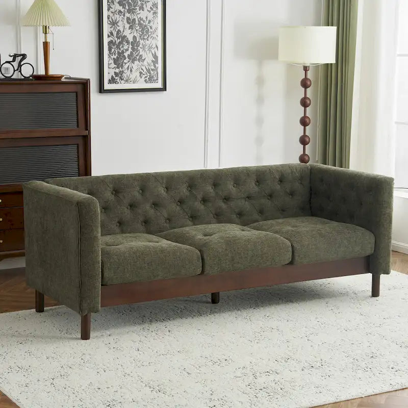 - Modern Upholstered 3-Seater Tufted Sofa Couch for Living Room