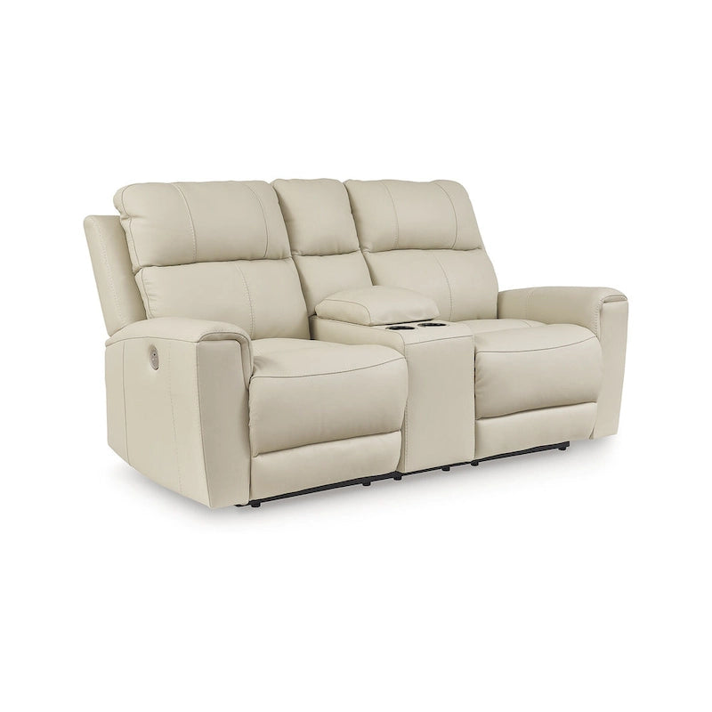 Beige Electric Recliner Sofa With Console - 76 Inches Wide X 42 Inches Deep X 40 Inches High