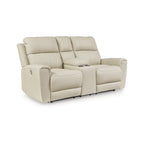 Beige Electric Recliner Sofa With Console - 76 Inches Wide X 42 Inches Deep X 40 Inches High