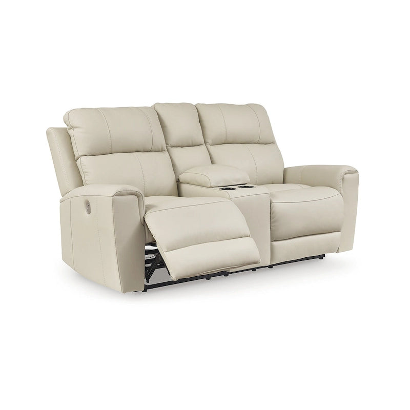 Beige Electric Recliner Sofa With Console - 76 Inches Wide X 42 Inches Deep X 40 Inches High