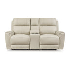 Beige Electric Recliner Sofa With Console - 76 Inches Wide X 42 Inches Deep X 40 Inches High