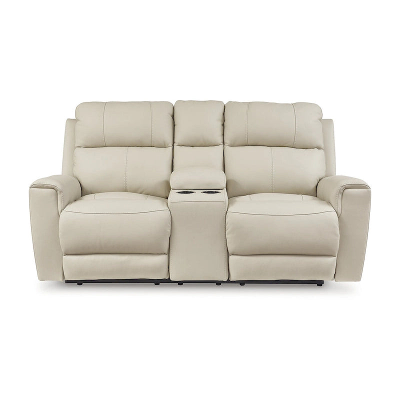Beige Electric Recliner Sofa With Console - 76 Inches Wide X 42 Inches Deep X 40 Inches High