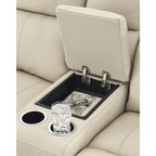 Beige Electric Recliner Sofa With Console - 76 Inches Wide X 42 Inches Deep X 40 Inches High