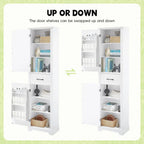 Freestanding Bathroom Cabinet with 2 Doors, Adjustable Shelves & Door Storage ,Tall Bathroom Organizer