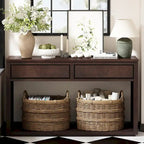55 Rustic Wooden Entryway Console Table(Espresso)