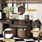 55 Rustic Wooden Entryway Console Table(Espresso)