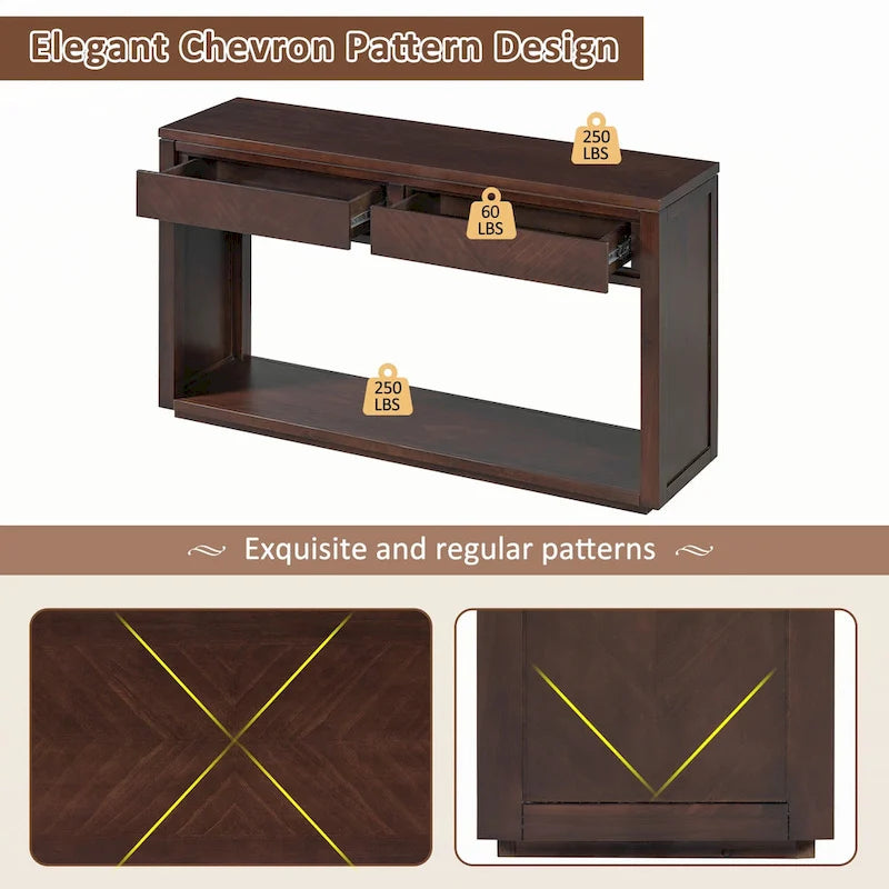 55 Rustic Wooden Entryway Console Table(Espresso)