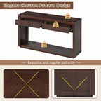 55 Rustic Wooden Entryway Console Table(Espresso)