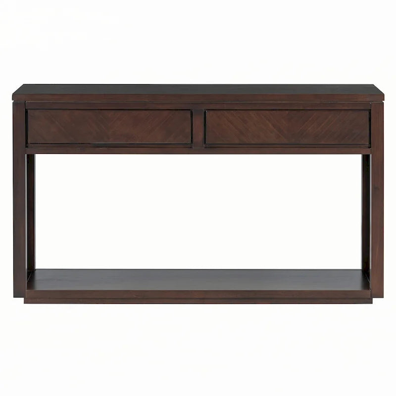55 Rustic Wooden Entryway Console Table(Espresso)