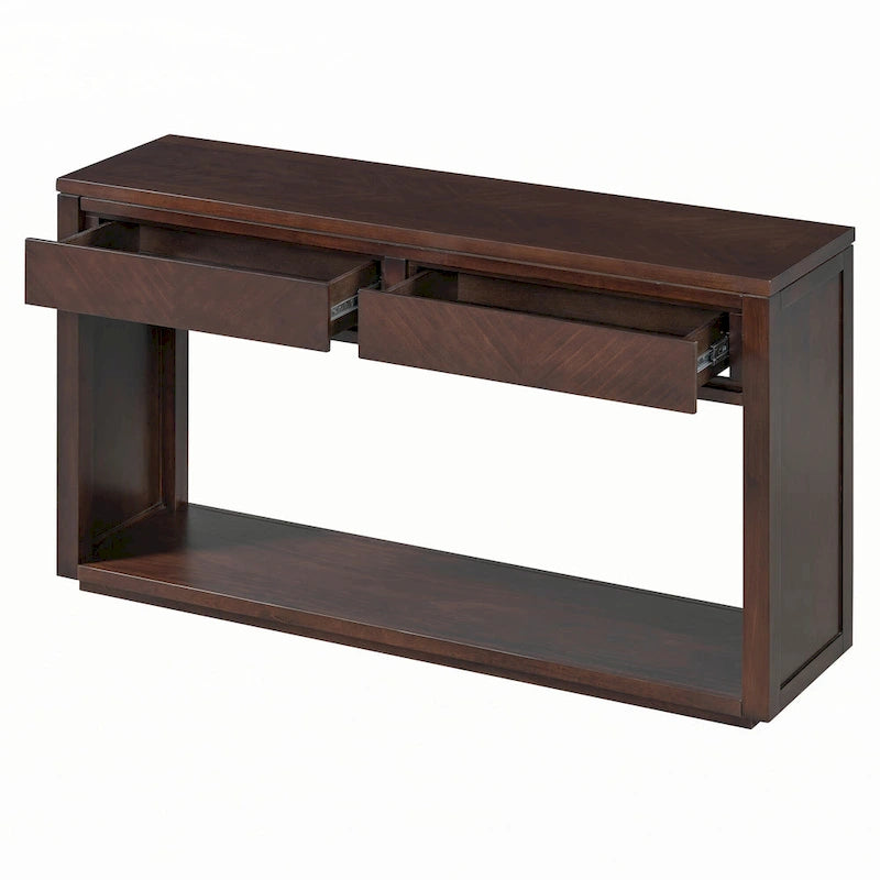 55 Rustic Wooden Entryway Console Table(Espresso)