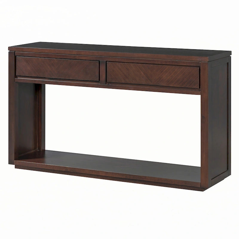 55 Rustic Wooden Entryway Console Table(Espresso)