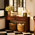 55 Rustic Wooden Entryway Console Table(Espresso)