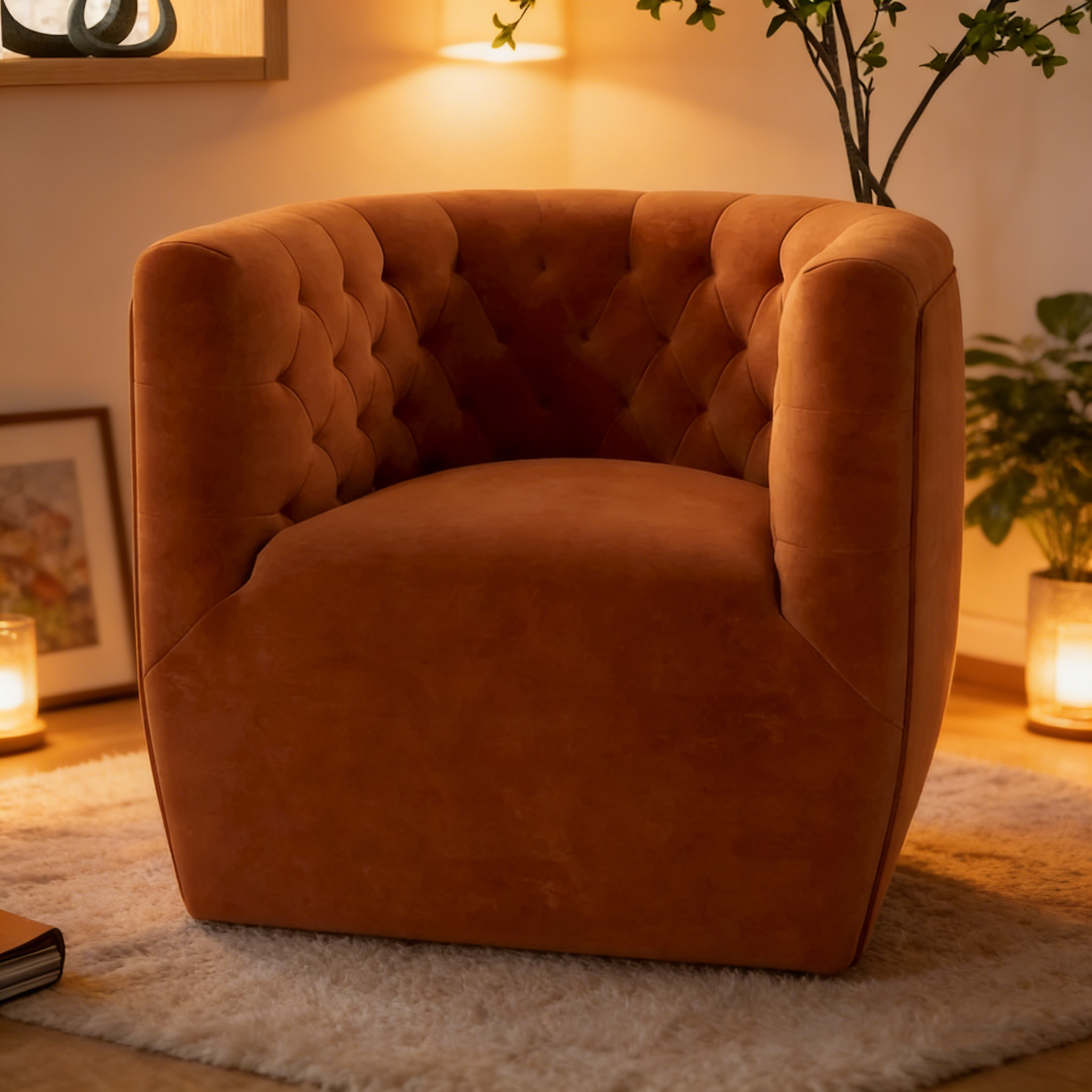 Velvet Swivel Lounge Chair