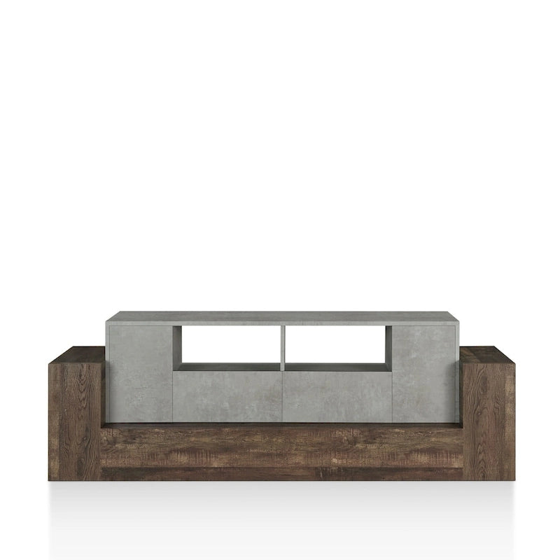 71-Inch 4-Tier Tv Cabinet In Industrial Oak And Light Gray