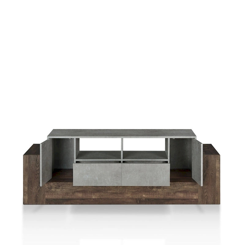 71-Inch 4-Tier Tv Cabinet In Industrial Oak And Light Gray