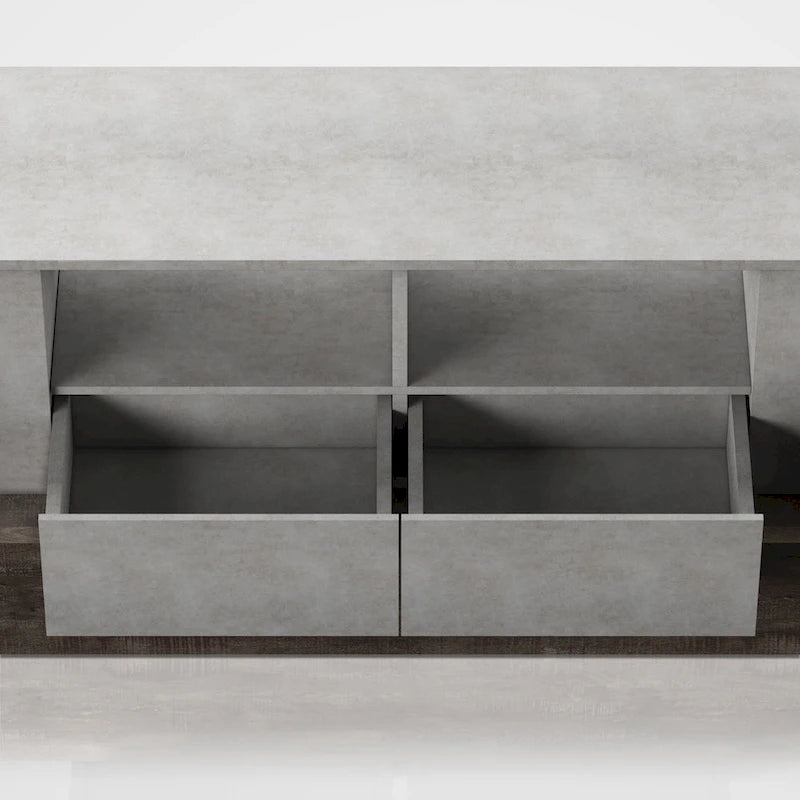 71-Inch 4-Tier Tv Cabinet In Industrial Oak And Light Gray
