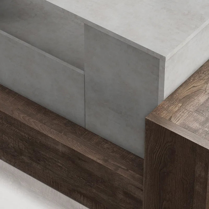 71-Inch 4-Tier Tv Cabinet In Industrial Oak And Light Gray