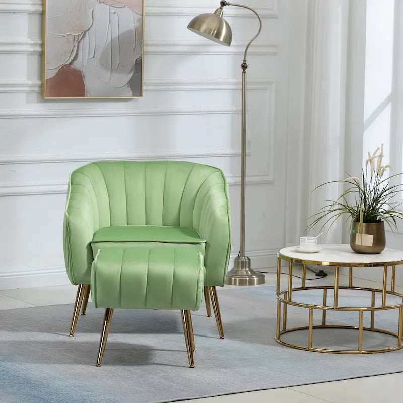 UpholStered ArmChair with Footstool