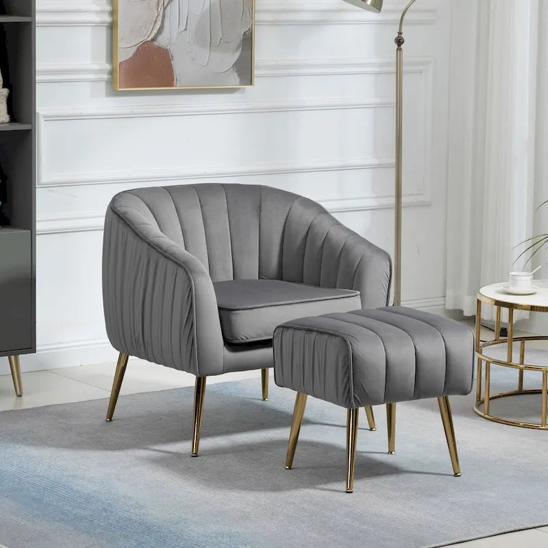 UpholStered ArmChair with Footstool