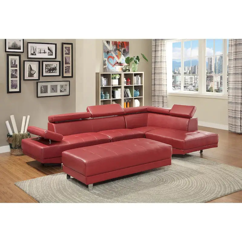 109 in. W 2-piece Faux Leather L Shape Sectional Sofa - 76L x 109W x 28H