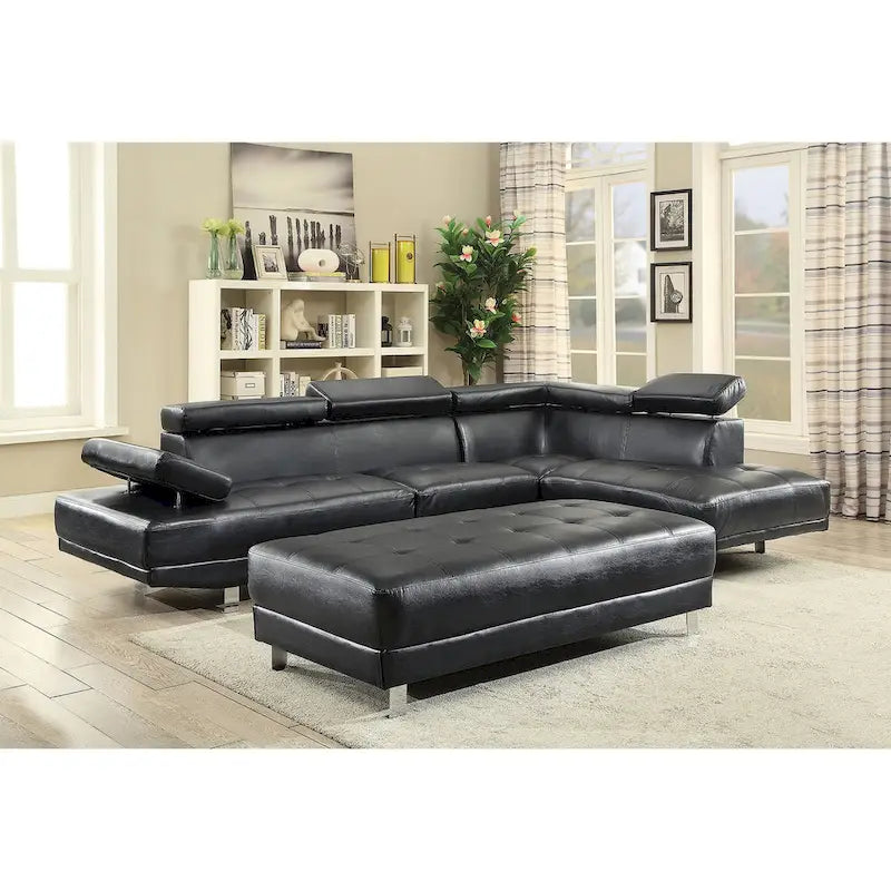  109 in. W 2-piece Faux Leather L Shape Sectional Sofa - 76L x 109W x 28H