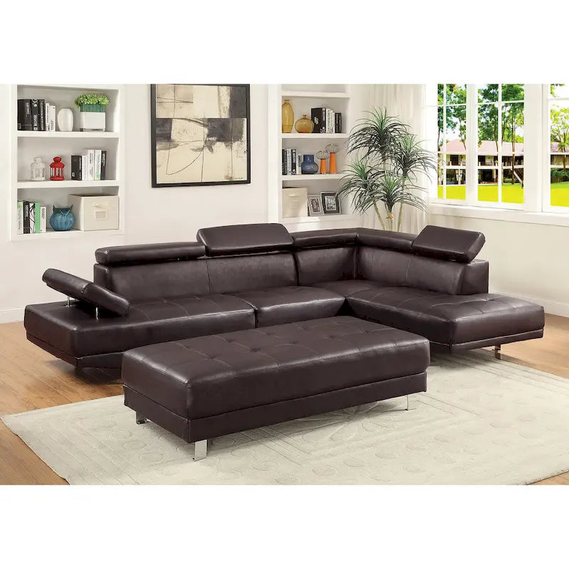 109 in. W 2-piece Faux Leather L Shape Sectional Sofa - 76L x 109W x 28H