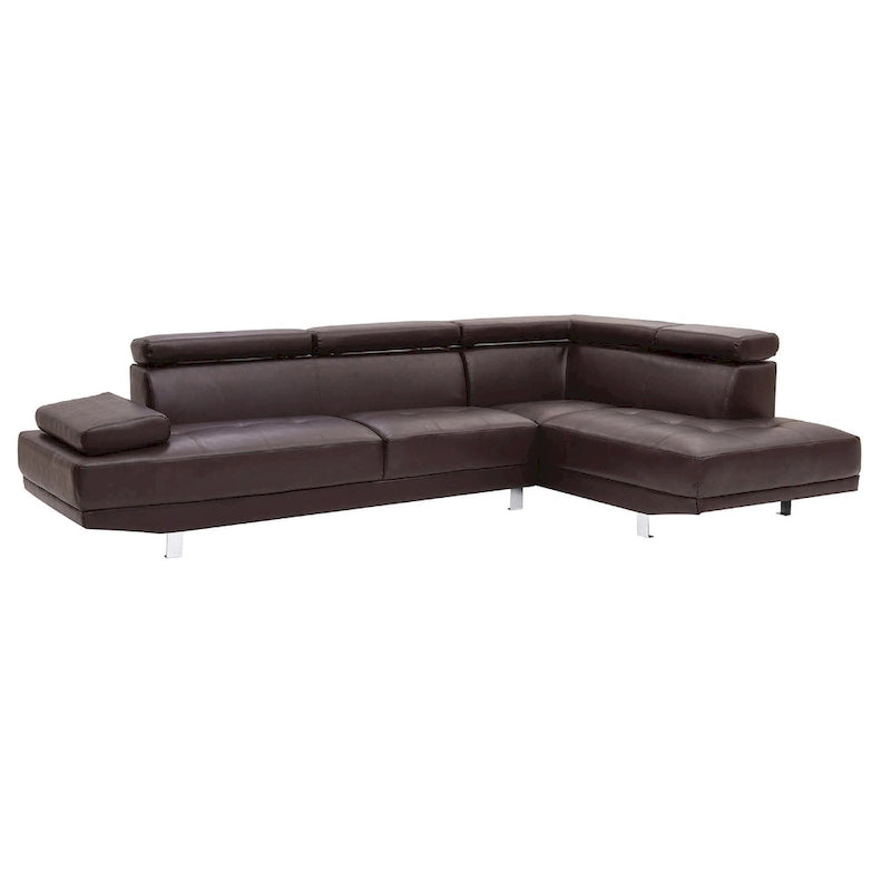 109 in. W 2-piece Faux Leather L Shape Sectional Sofa - 76L x 109W x 28H