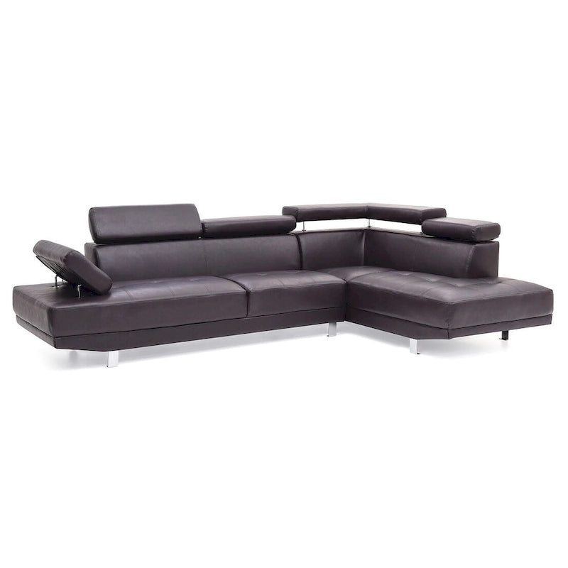 109 in. W 2-piece Faux Leather L Shape Sectional Sofa - 76L x 109W x 28H