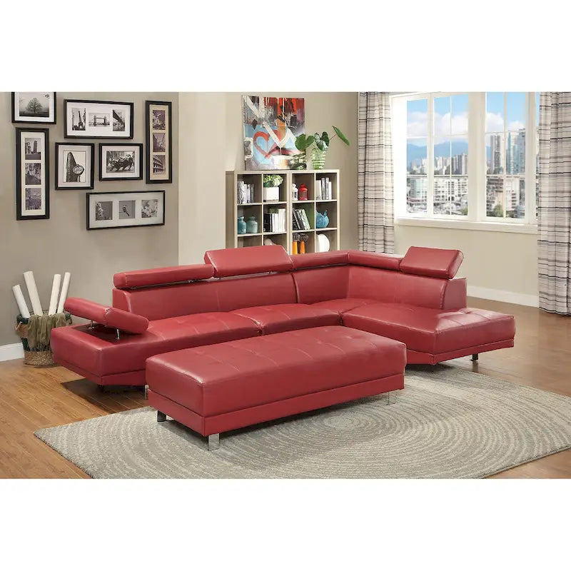 109 in. W 2-piece Faux Leather L Shape Sectional Sofa - 76L x 109W x 28H