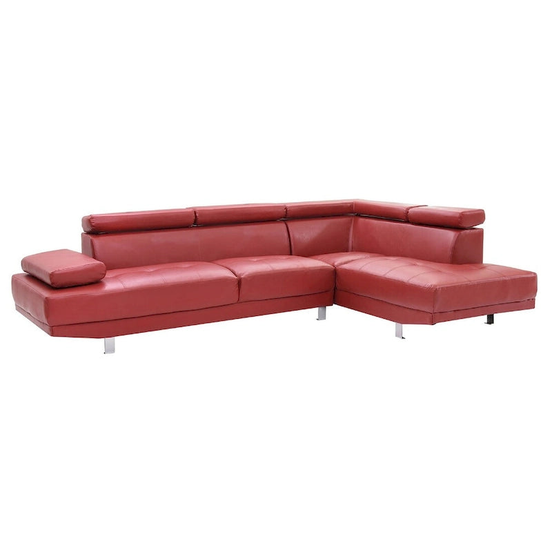 109 in. W 2-piece Faux Leather L Shape Sectional Sofa - 76L x 109W x 28H