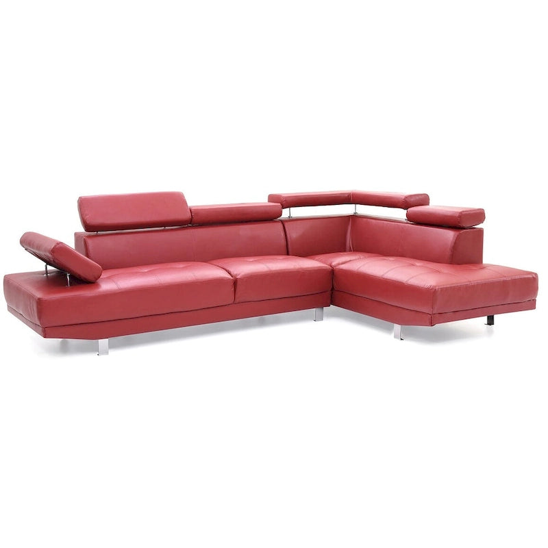 109 in. W 2-piece Faux Leather L Shape Sectional Sofa - 76L x 109W x 28H