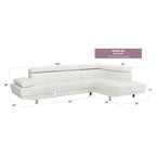 109 in. W 2-piece Faux Leather L Shape Sectional Sofa - 76L x 109W x 28H