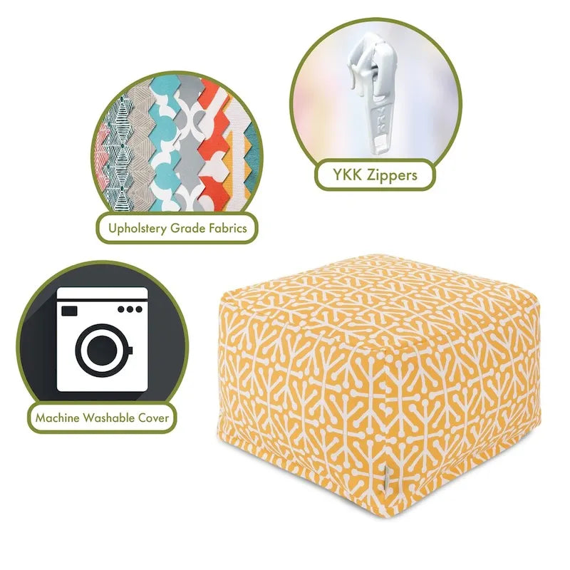 Indoor Outdoor Aruba Ottoman Pouf 27 in L x 27 in W x 17 in H