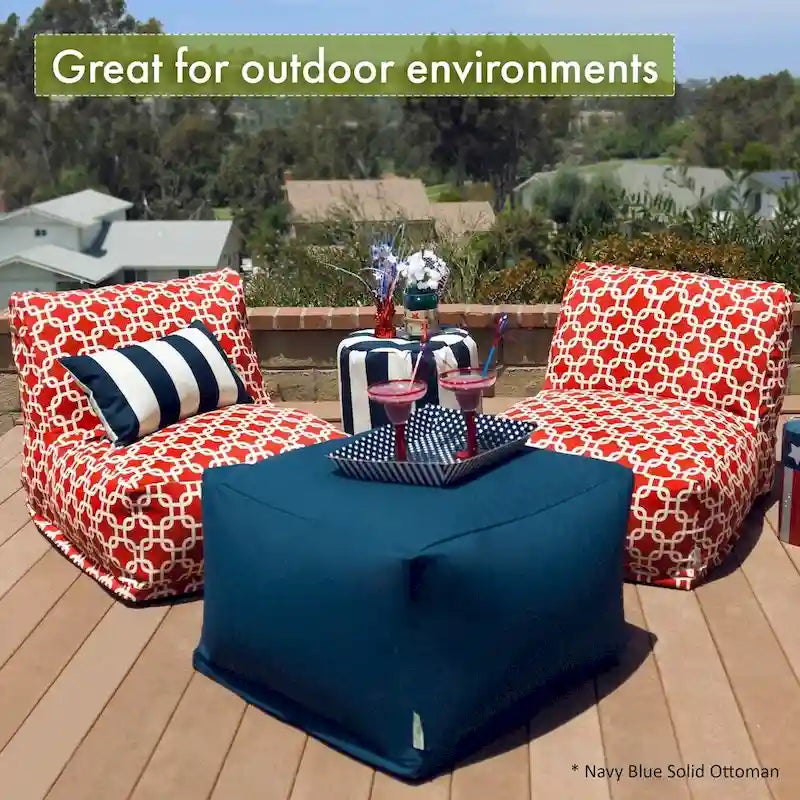 Indoor Outdoor Aruba Ottoman Pouf 27 in L x 27 in W x 17 in H