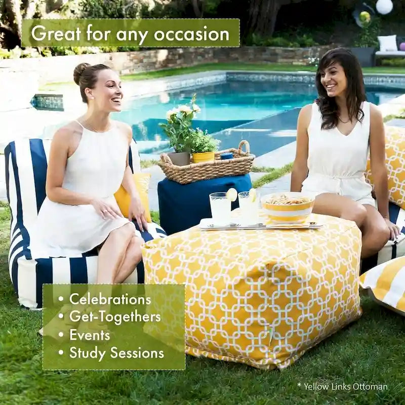 Indoor Outdoor Aruba Ottoman Pouf 27 in L x 27 in W x 17 in H