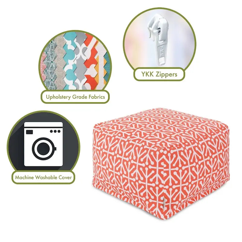 Indoor Outdoor Aruba Ottoman Pouf 27 in L x 27 in W x 17 in H