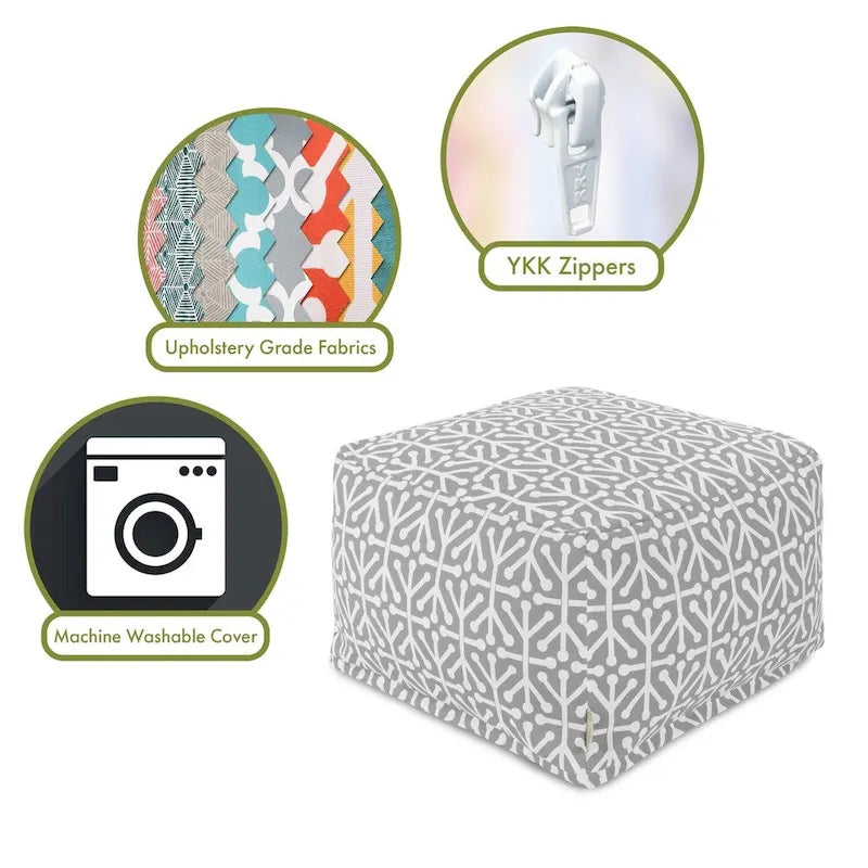 Indoor Outdoor Aruba Ottoman Pouf 27 in L x 27 in W x 17 in H