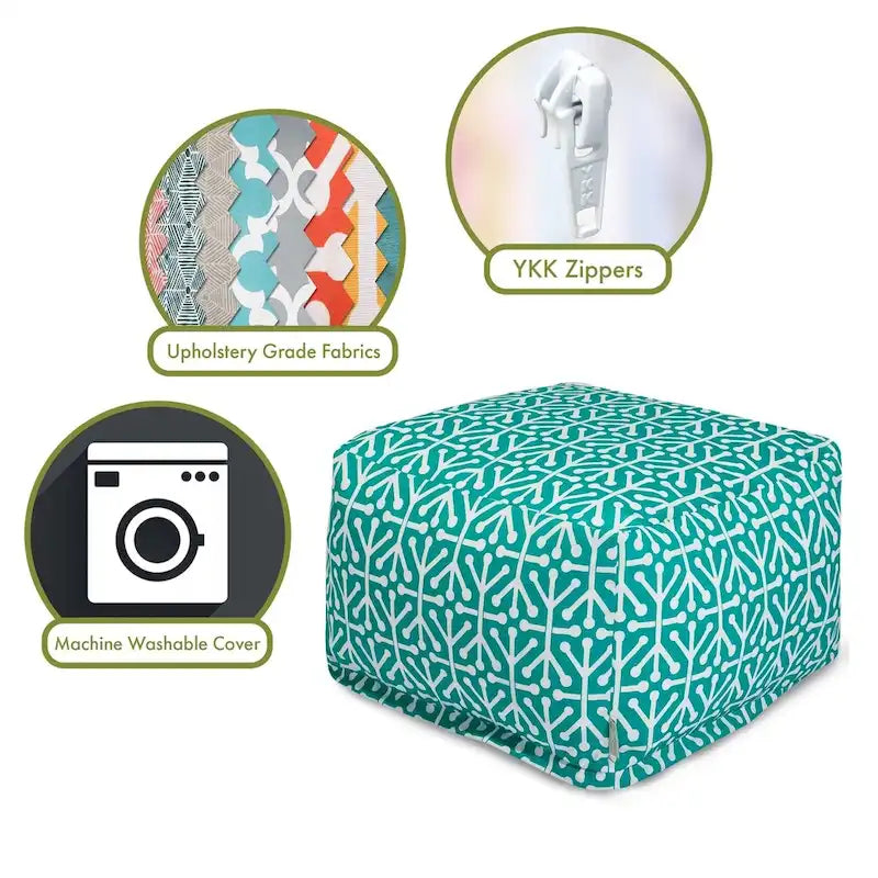 Indoor Outdoor Aruba Ottoman Pouf 27 in L x 27 in W x 17 in H