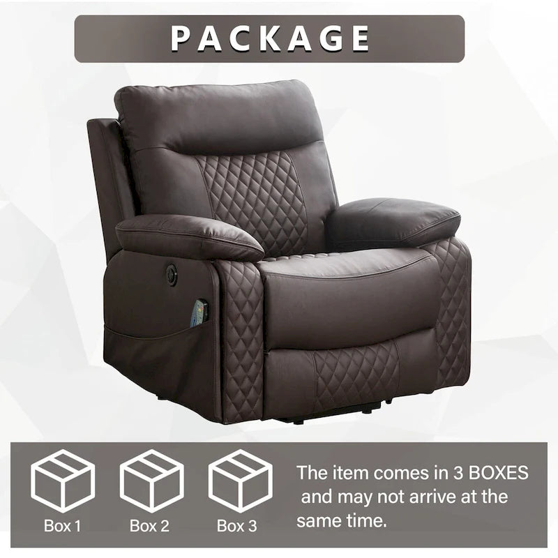 Modern Leather Power Reclining Heated Massage Chair for Elderly