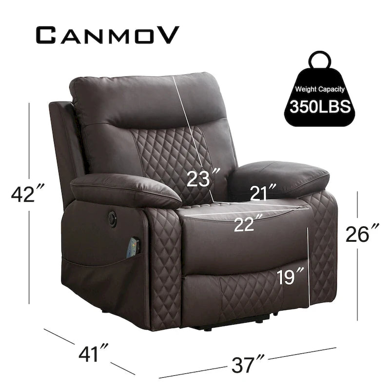 Modern Leather Power Reclining Heated Massage Chair for Elderly