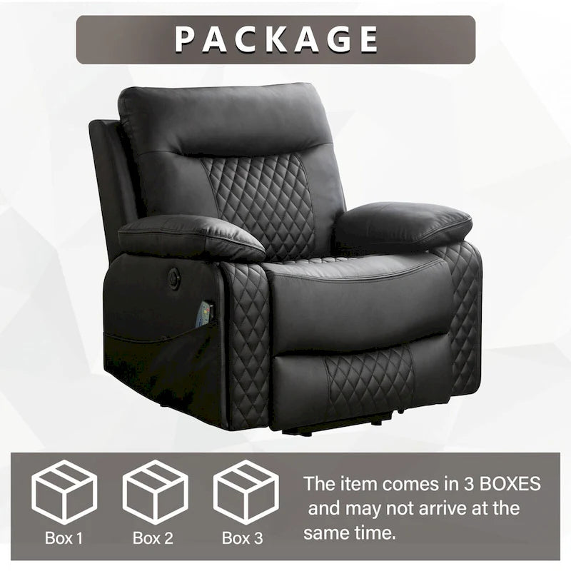 Modern Leather Power Reclining Heated Massage Chair for Elderly