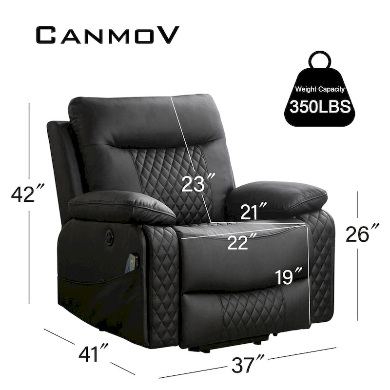 Modern Leather Power Reclining Heated Massage Chair for Elderly
