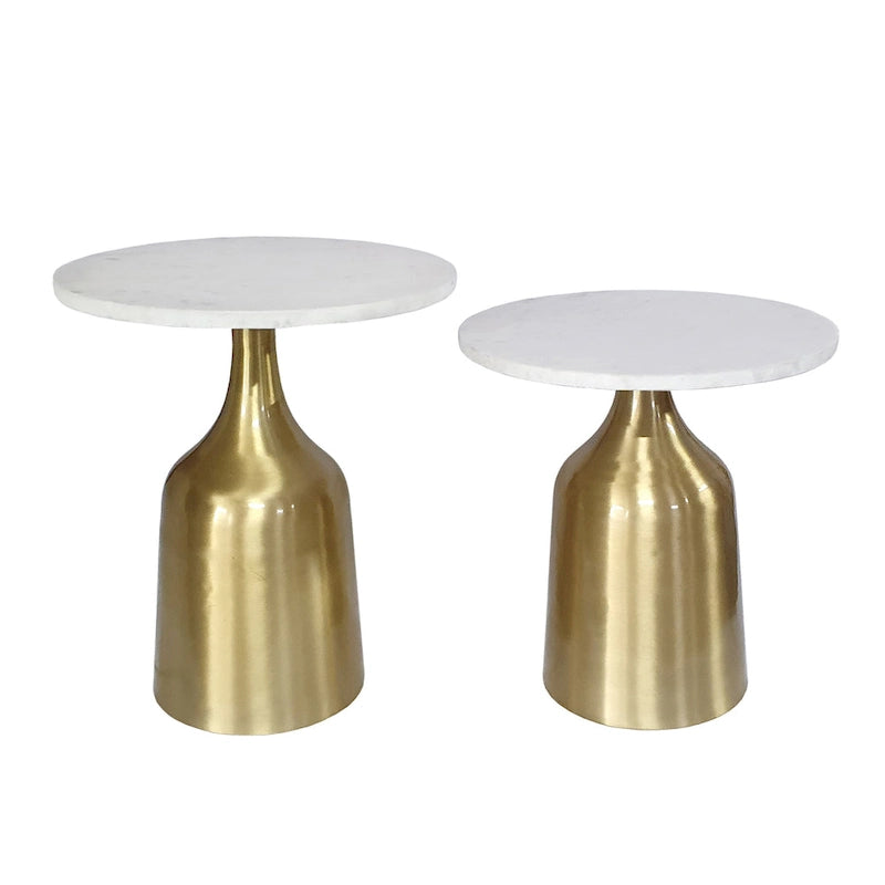  Sergilis Acacia and Aluminum Trumpet Tables - Set of 2