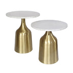Small Tables Made Of Acacia Wood And Aluminum - A Set Of Two