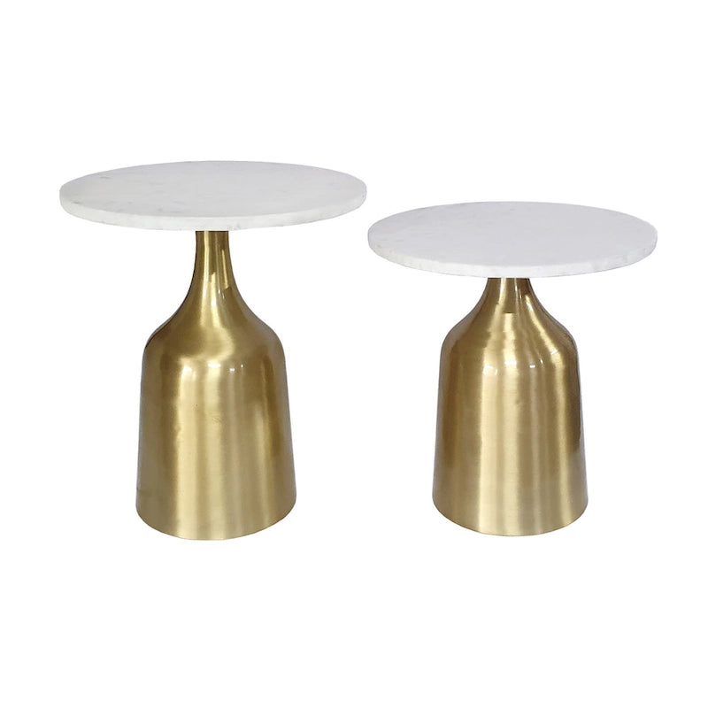 Small Tables Made Of Acacia Wood And Aluminum - A Set Of Two